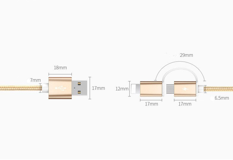 2 IN 1 USB Type C Micro USB Braided Cord