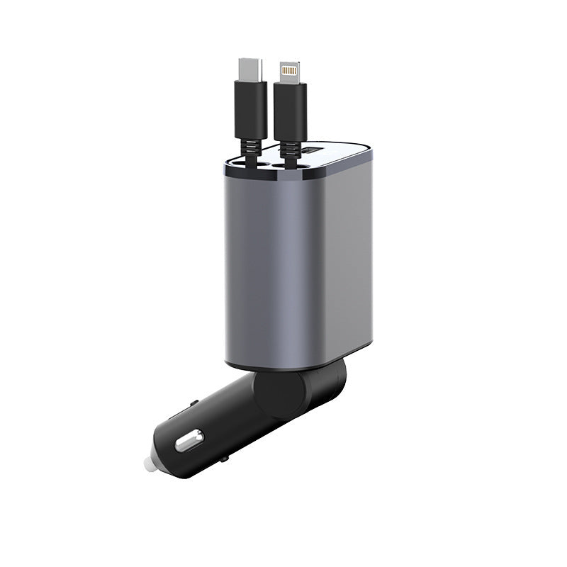Metal Car Charger 100W Super Fast Charging - Cigarette Lighter USB And TYPE-C Adapter