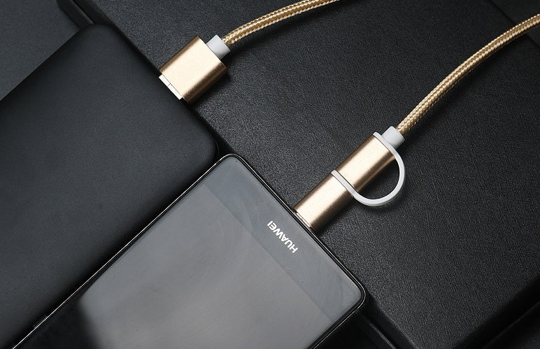 2 IN 1 USB Type C Micro USB Braided Cord