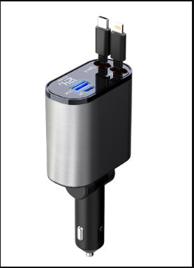 Metal Car Charger 100W Super Fast Charging - Cigarette Lighter USB And TYPE-C Adapter