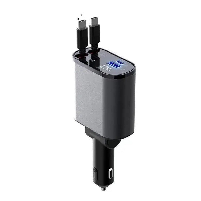 Metal Car Charger 100W Super Fast Charging - Cigarette Lighter USB And TYPE-C Adapter
