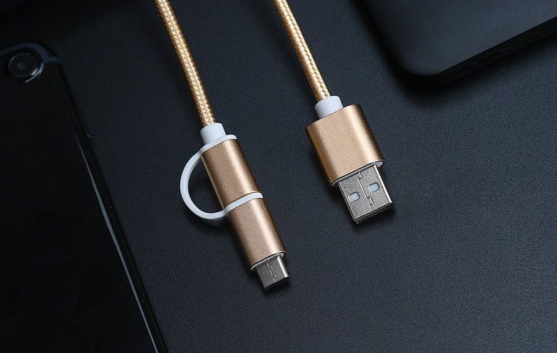 2 IN 1 USB Type C Micro USB Braided Cord