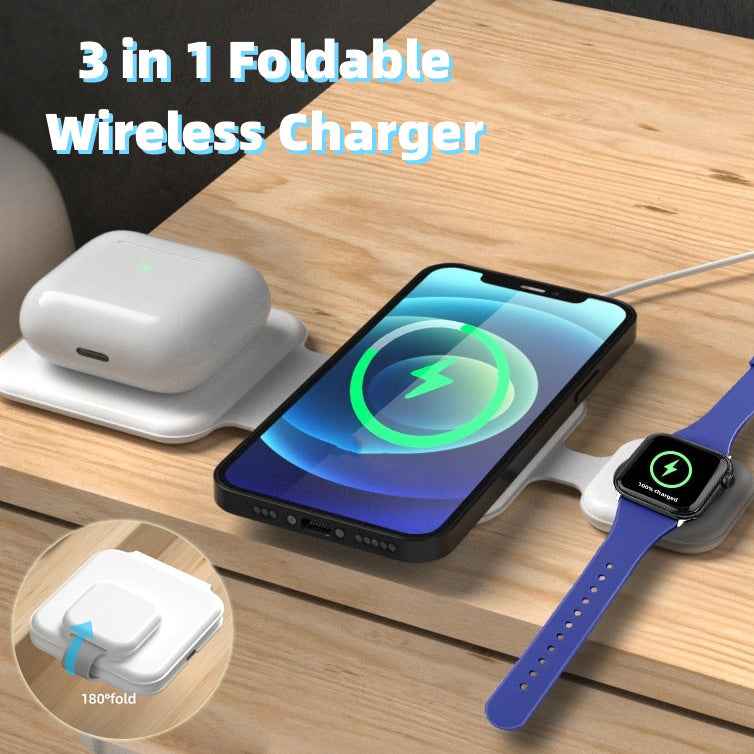 3 In 1 Magnetic Charging Station - Foldable Wireless Charger