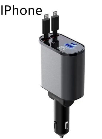 Metal Car Charger 100W Super Fast Charging - Cigarette Lighter USB And TYPE-C Adapter