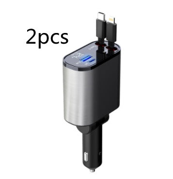 Metal Car Charger 100W Super Fast Charging - Cigarette Lighter USB And TYPE-C Adapter