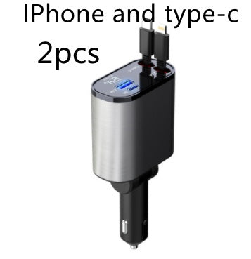 Metal Car Charger 100W Super Fast Charging - Cigarette Lighter USB And TYPE-C Adapter