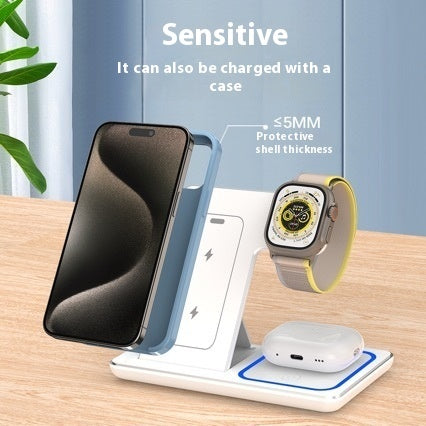 15W 3 In 1 LED Fast Wireless Charger Stand For Smart Phone, Watch & Airpod pros