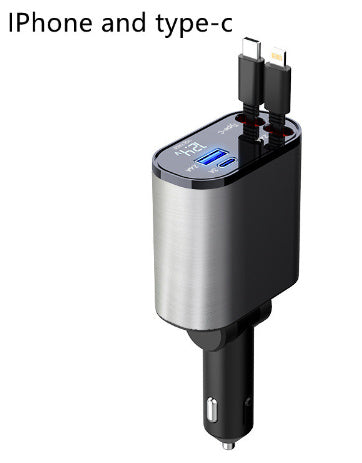 Metal Car Charger 100W Super Fast Charging - Cigarette Lighter USB And TYPE-C Adapter