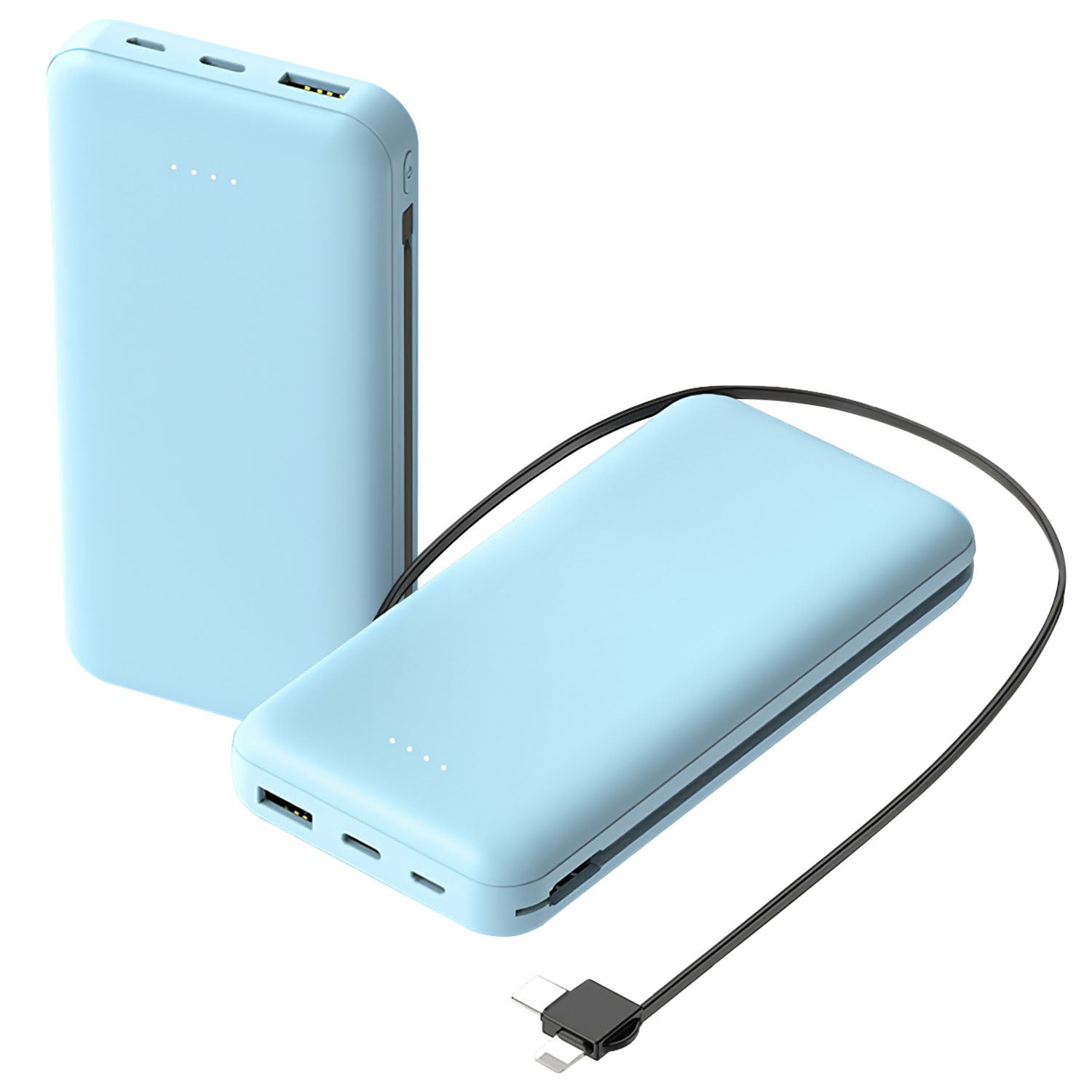 1Pc Portable Power Bank 10000mAh - Type C USB Cable