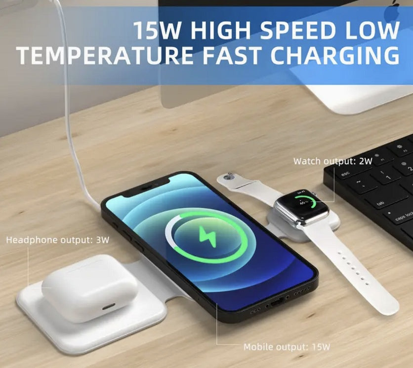 3 In 1 Magnetic Charging Station - Foldable Wireless Charger