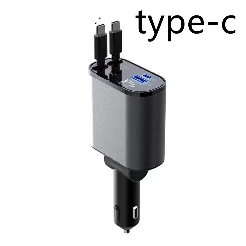 Metal Car Charger 100W Super Fast Charging - Cigarette Lighter USB And TYPE-C Adapter