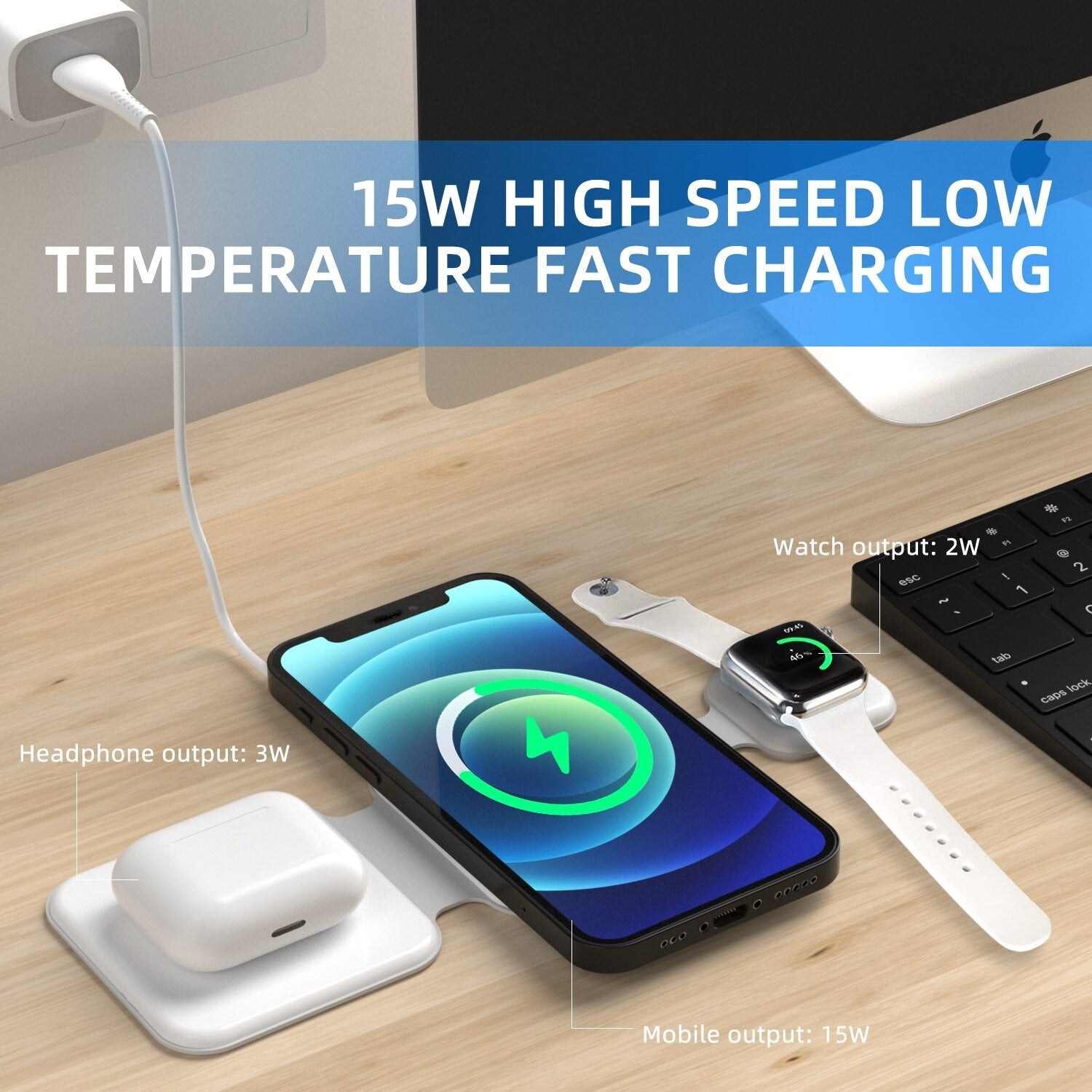 3 In 1 Magnetic Charging Station - Foldable Wireless Charger