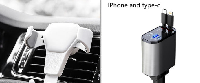 Metal Car Charger 100W Super Fast Charging - Cigarette Lighter USB And TYPE-C Adapter