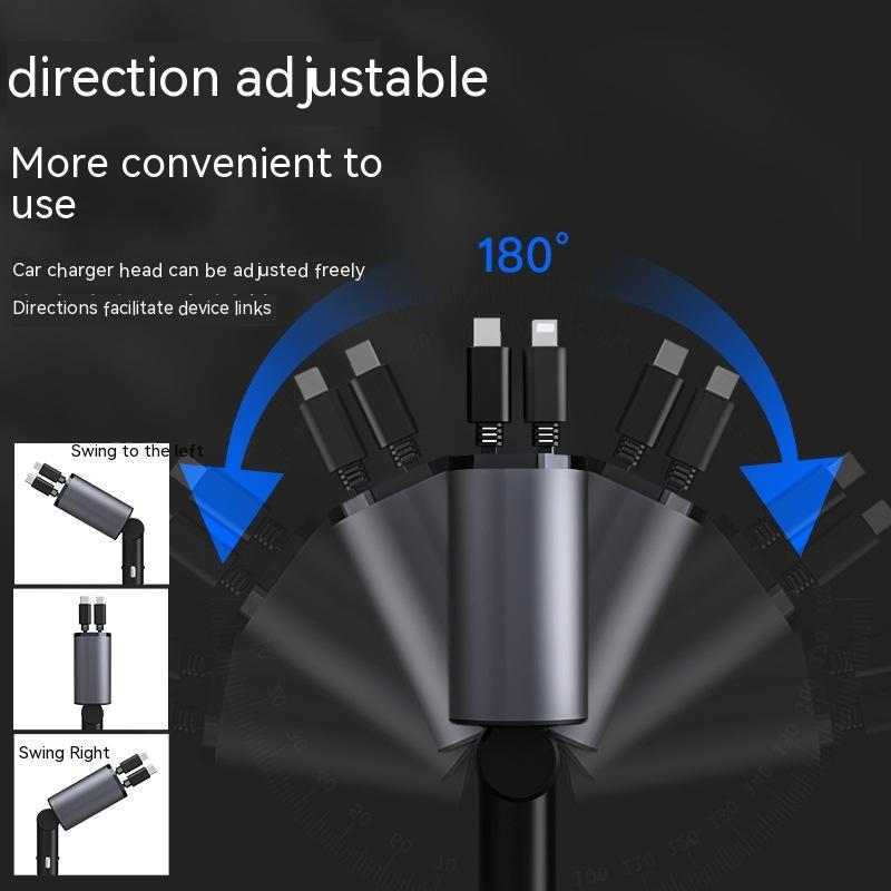 Metal Car Charger 100W Super Fast Charging - Cigarette Lighter USB And TYPE-C Adapter