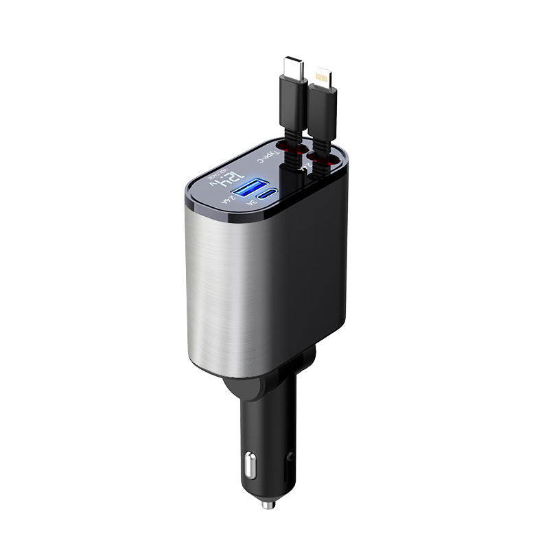 Metal Car Charger 100W Super Fast Charging - Cigarette Lighter USB And TYPE-C Adapter